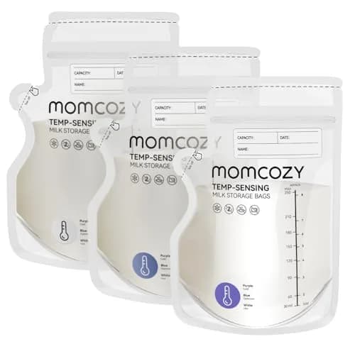 Momcozy 8oz (240ml) Temp-Sensing Breastmilk Storage Bags with Pour Spout, 60 Count | BPA-Free & Leak-Proof thumbnail 1