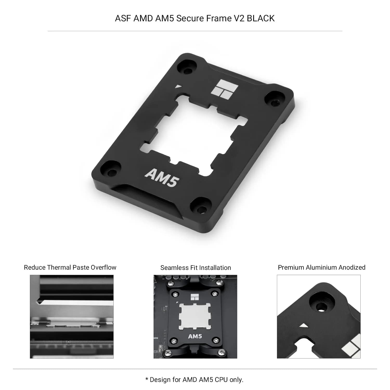 Thermalright ASF Black V2 AM5 CPU Holder | Corrective Anti-Bending Fixing Frame for AMD AM5 Socket - view 2