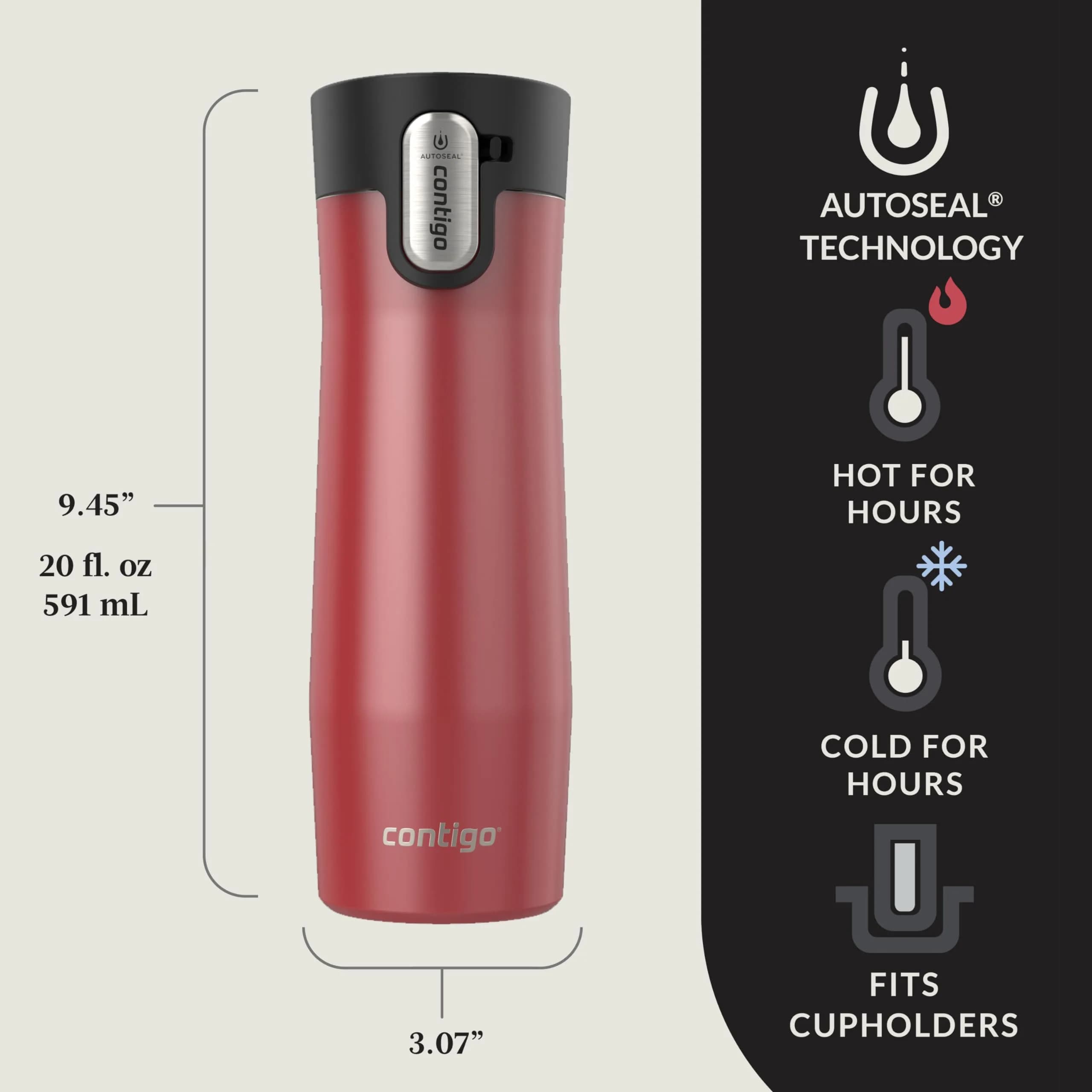 Contigo West Loop 20 oz Thermos Vacuum-Insulated Stainless Steel Travel Mug 2 Pack thumbnail 2