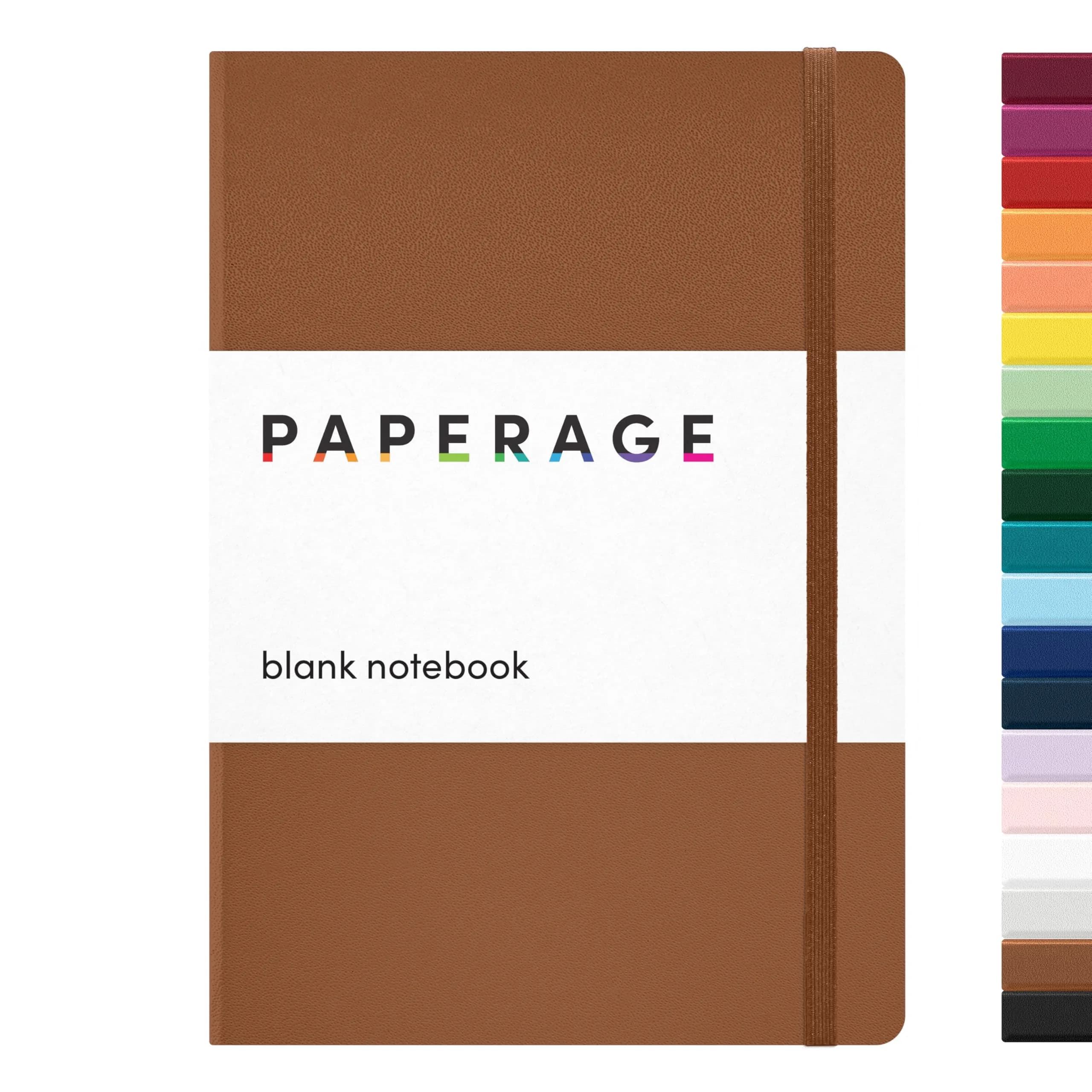 PAPERAGE Hardcover Journal Notebook (Cognac), 5.6 x 8 in | Premium 100 GSM Blank Paper - main product image