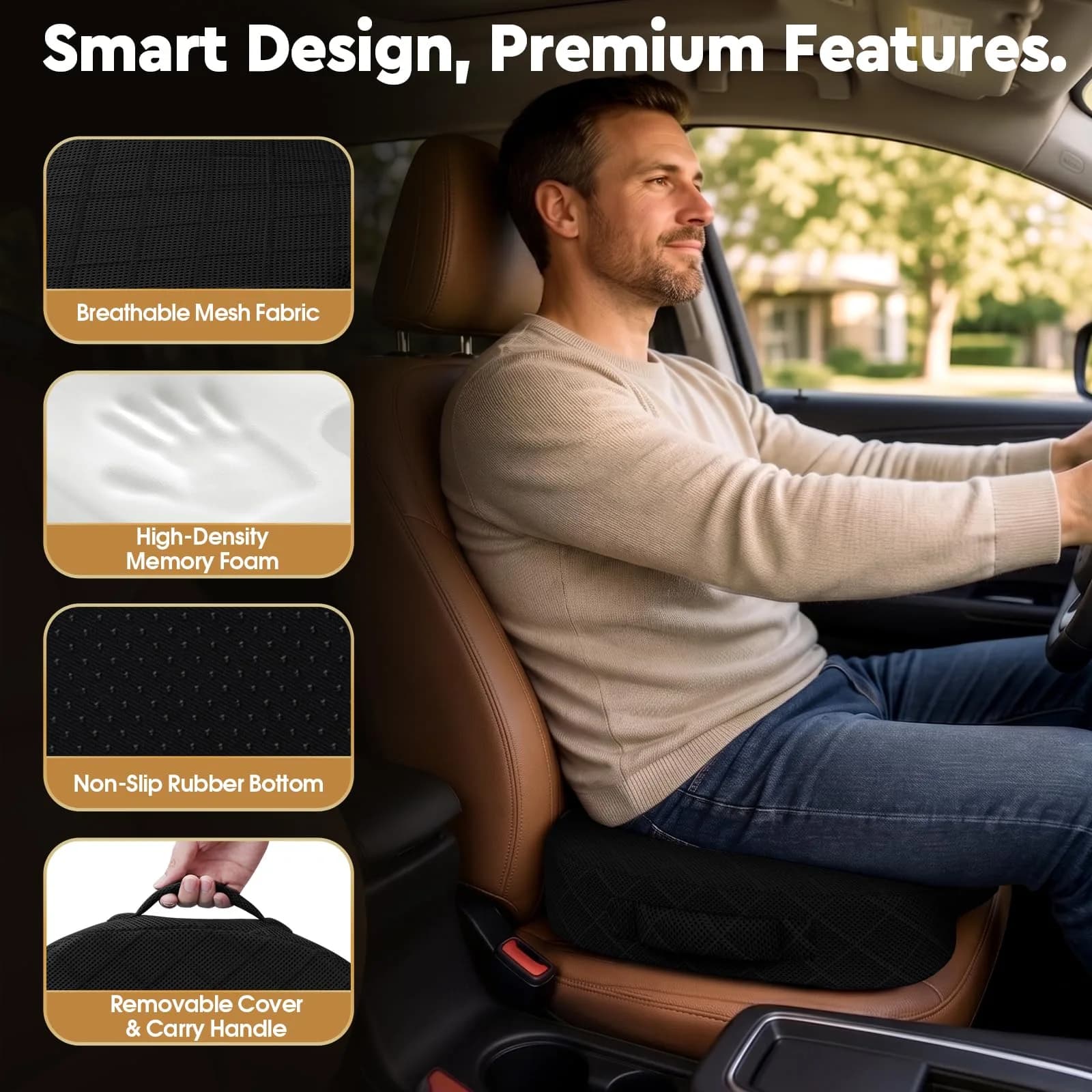 TushGuard Office Chair Seat Cushion | Ergonomic Memory Foam Pad - view 6
