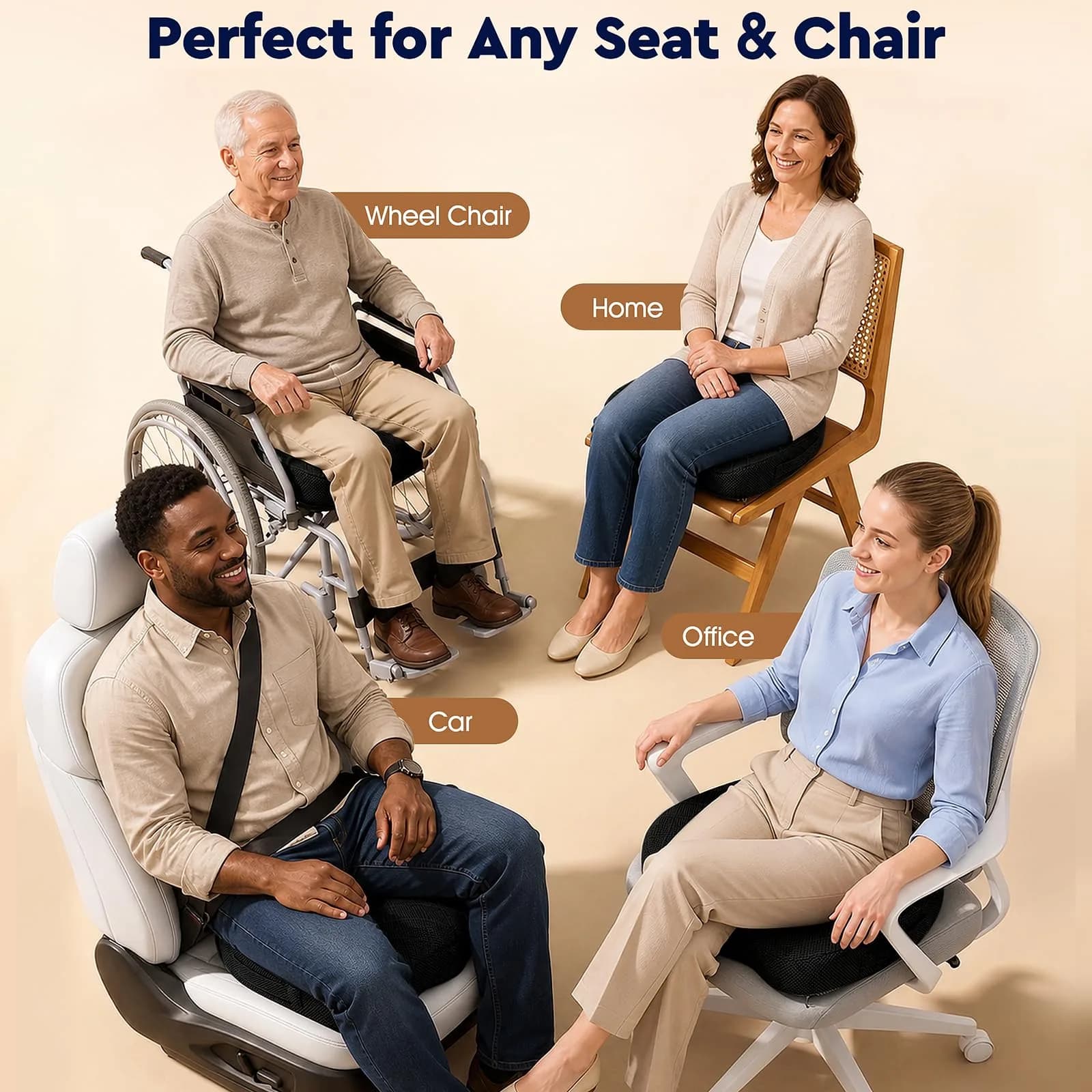 TushGuard Office Chair Seat Cushion | Ergonomic Memory Foam Pad - view 7