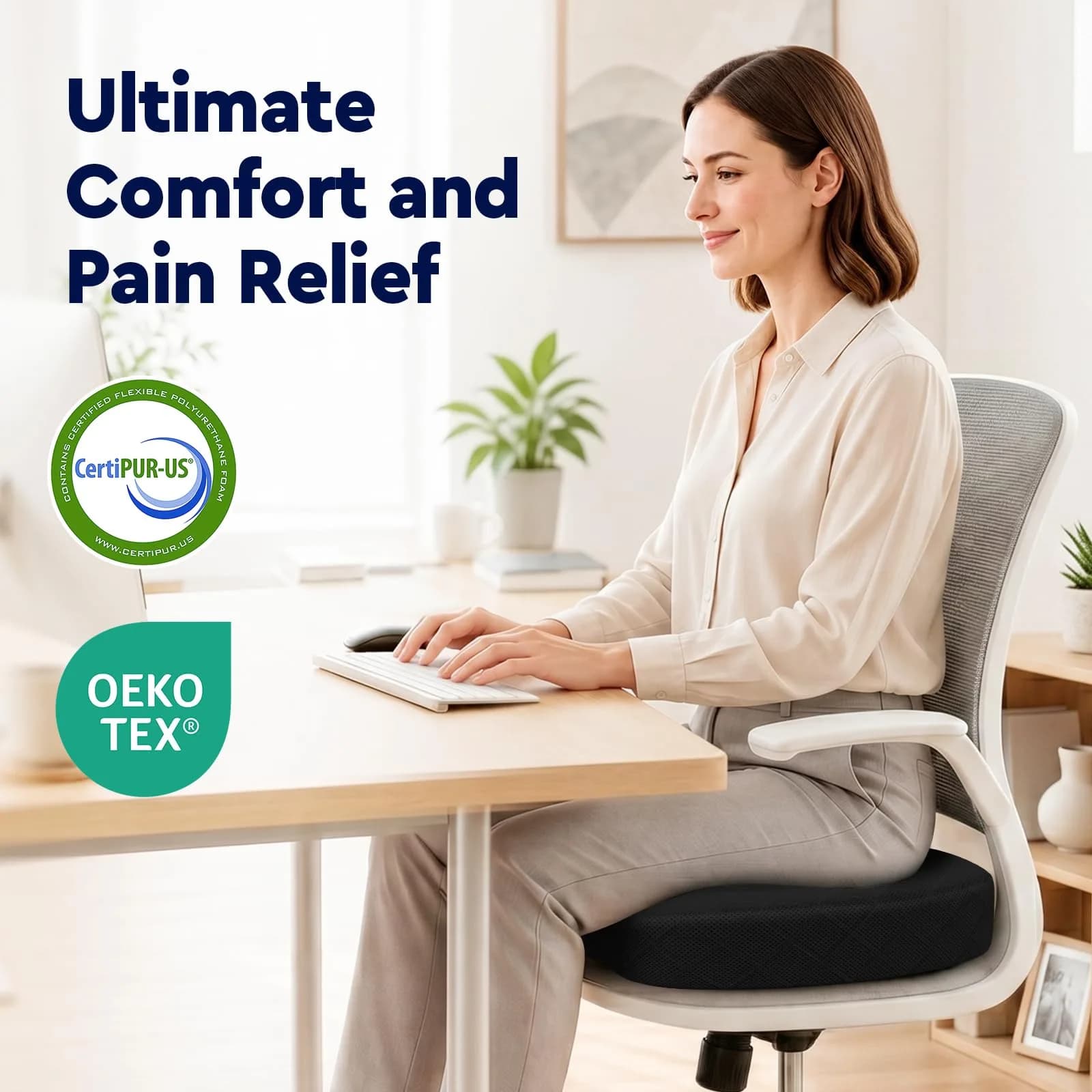 TushGuard Office Chair Seat Cushion | Ergonomic Memory Foam Pad - view 8