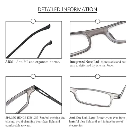 REAVEE Folding Reading Glasses for Men Women Ultra Thin Blue Light Blocking Anti UV Eyestrain Computer TR90 Slim Foldable Portable Readers +1.5 | Compact & Lightweight thumbnail 4