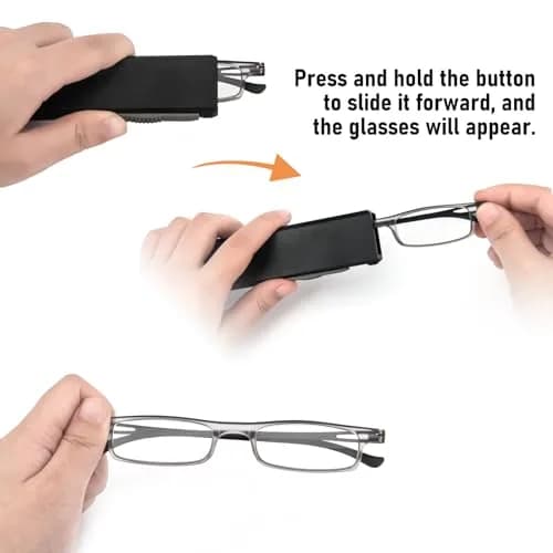 REAVEE Folding Reading Glasses for Men Women Ultra Thin Blue Light Blocking Anti UV Eyestrain Computer TR90 Slim Foldable Portable Readers +1.5 | Compact & Lightweight thumbnail 2