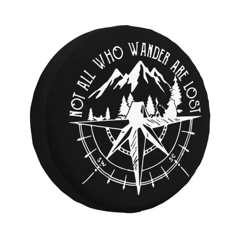 IUSCUST Compass Rose Spare Tire Cover with Backup Camera Hole for Wrangler JL 18" (32"-34" Diameter) | Protects Spare Tire from Elements thumbnail 2