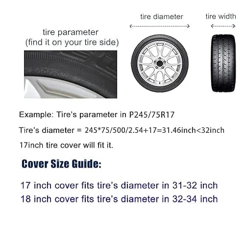 IUSCUST Compass Rose Spare Tire Cover with Backup Camera Hole for Wrangler JL 18" (32"-34" Diameter) | Protects Spare Tire from Elements thumbnail 10