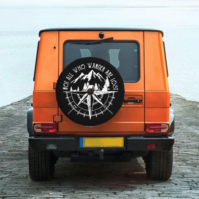 IUSCUST Compass Rose Spare Tire Cover with Backup Camera Hole for Wrangler JL 18" (32"-34" Diameter) | Protects Spare Tire from Elements thumbnail 5