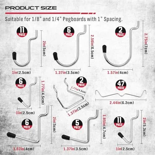 SEDY 121-Piece Pegboard Hooks Set with Bins & Utility Hangers | Black Metal Organizer for Garages & Workshops thumbnail 4