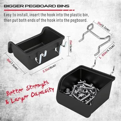 SEDY 121-Piece Pegboard Hooks Set with Bins & Utility Hangers | Black Metal Organizer for Garages & Workshops thumbnail 5