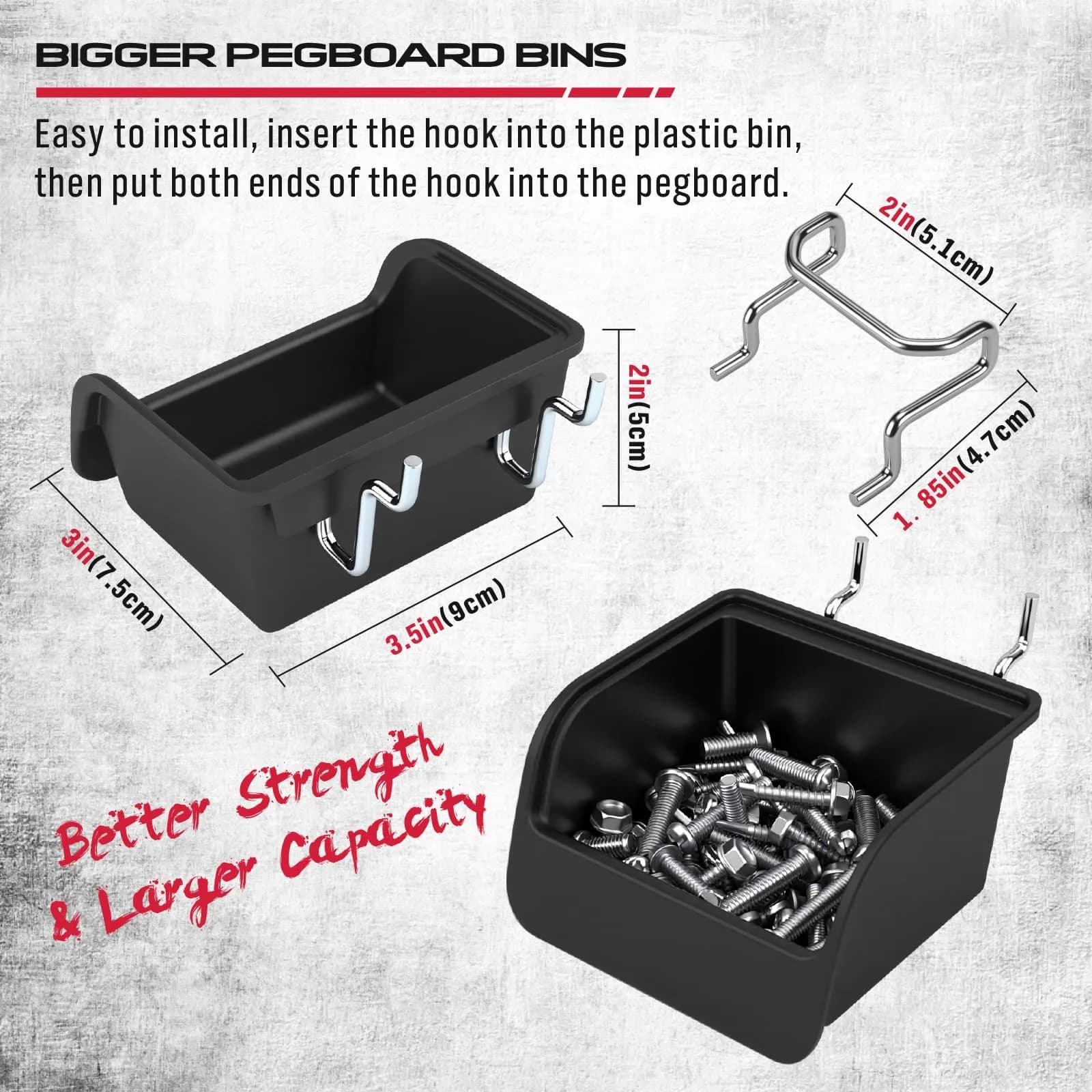 SEDY 121-Piece Pegboard Hooks Set with Bins & Utility Hangers | Black Metal Organizer for Garages & Workshops - view 5