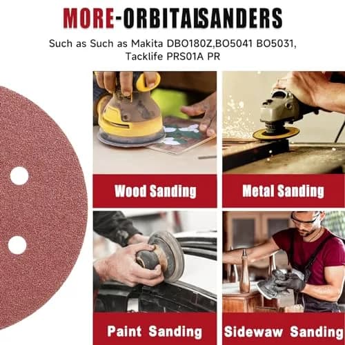 POTUINOM 6 Inch Sanding Discs 150 Grit 100PCS | Aluminum Oxide Hook & Loop for Orbital Sanders thumbnail 3