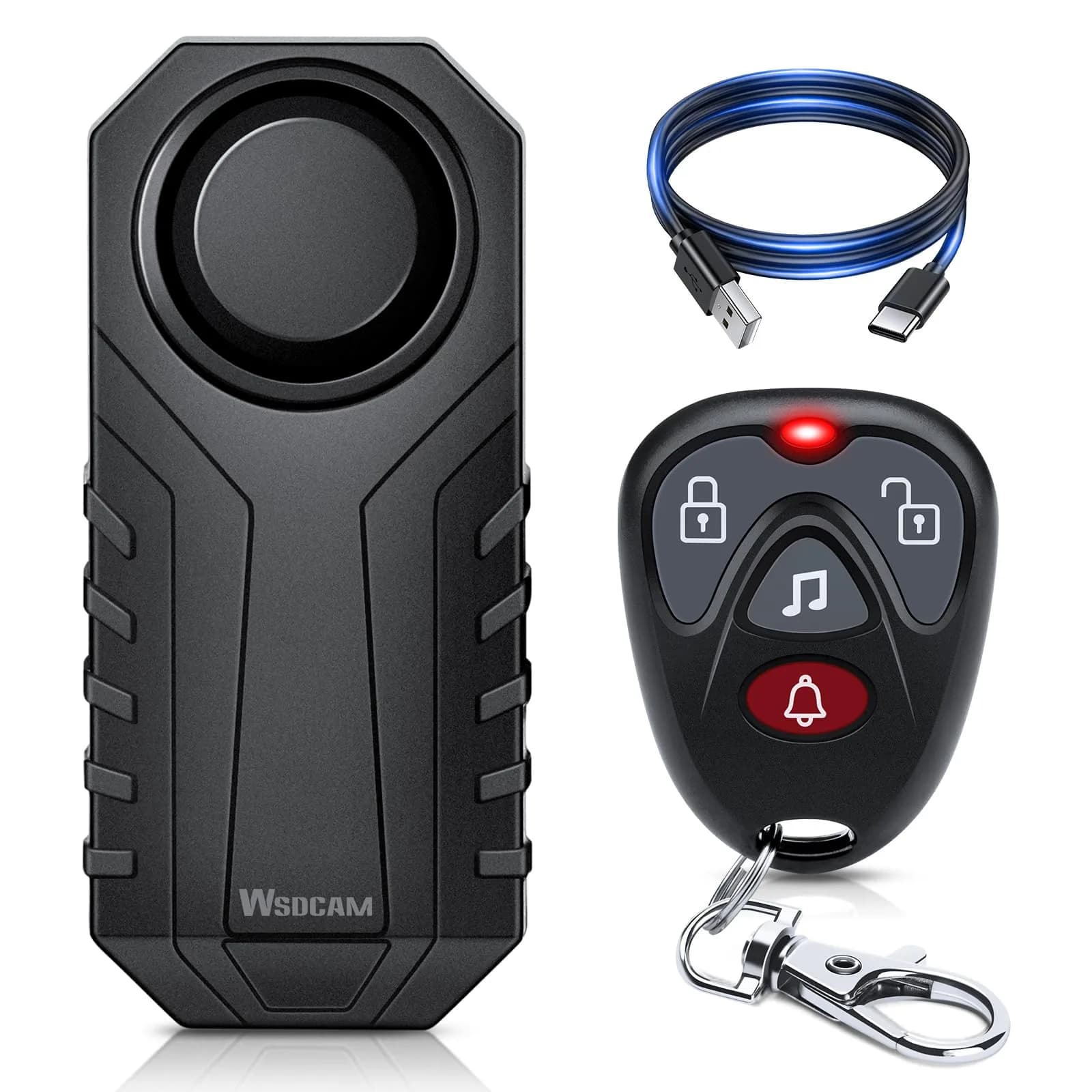 WSDCAM Wireless Bike Alarm with Remote, Rechargeable 113dB Loud Bicycle Alarm System Anti Theft, IP65 Waterproof, 1-Pack