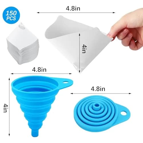 JANYUN 150 Pcs Paint Strainers with Silicone Funnel | 149 Micron Mesh for Automotive & Art Painting thumbnail 2