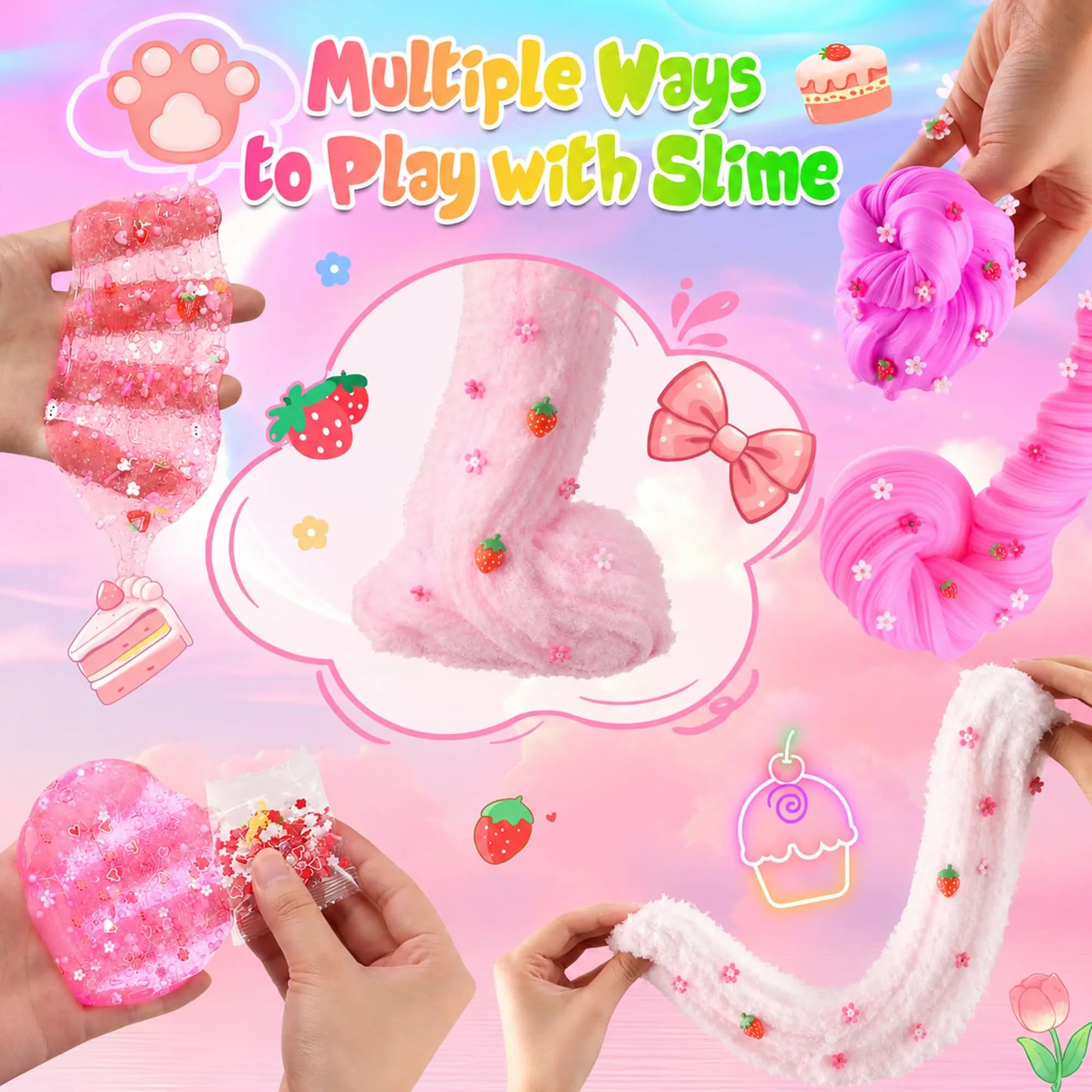 LAWOHO Pink Slime Kit 360ml (12.17 Fl Oz) | Non-Toxic, ASTM-Tested for Kids 3+ - view 4