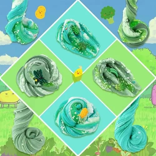LAWOHO Green Slime Kit 360ml (12.17 Fl Oz) | Non-Toxic Vegetable Cloud Butter Clear Crunchy Gift Set thumbnail 5