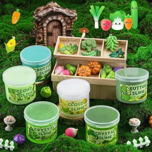 LAWOHO Green Slime Kit 360ml (12.17 Fl Oz) | Non-Toxic Vegetable Cloud Butter Clear Crunchy Gift Set thumbnail 6