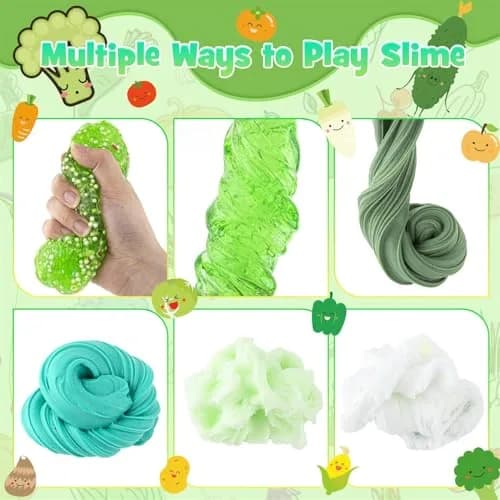 LAWOHO Green Slime Kit 360ml (12.17 Fl Oz) | Non-Toxic Vegetable Cloud Butter Clear Crunchy Gift Set thumbnail 7