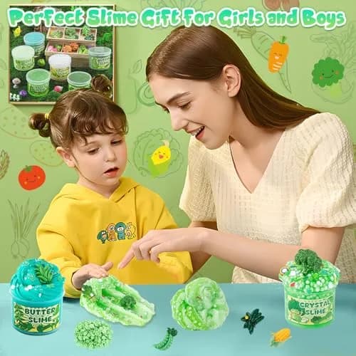 LAWOHO Green Slime Kit 360ml (12.17 Fl Oz) | Non-Toxic Vegetable Cloud Butter Clear Crunchy Gift Set thumbnail 8