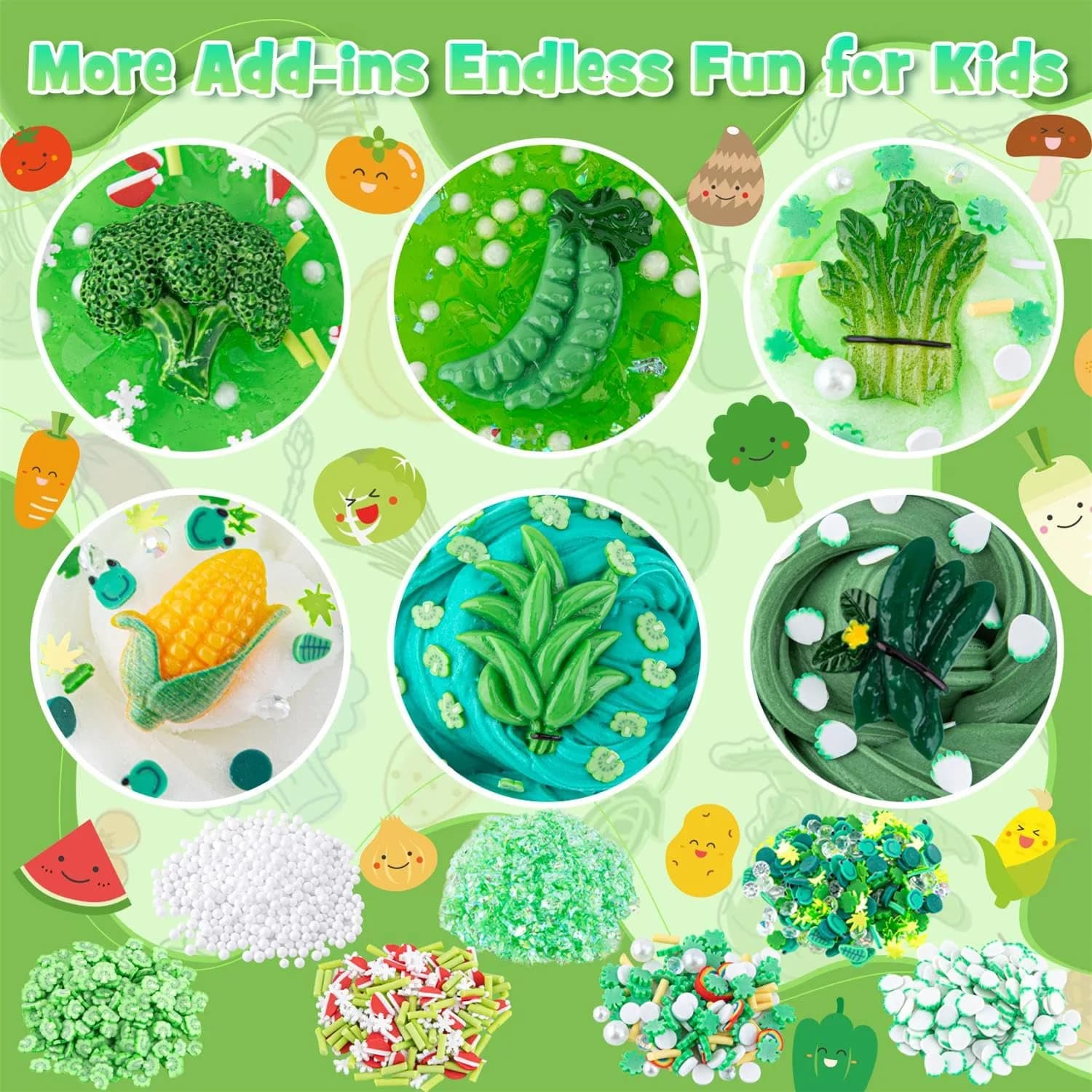 LAWOHO Green Slime Kit 360ml (12.17 Fl Oz) | Non-Toxic Vegetable Cloud Butter Clear Crunchy Gift Set - view 2