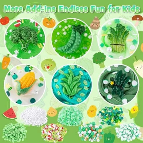 LAWOHO Green Slime Kit 360ml (12.17 Fl Oz) | Non-Toxic Vegetable Cloud Butter Clear Crunchy Gift Set thumbnail 2