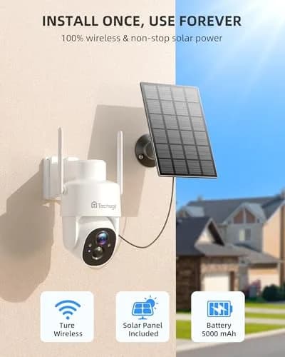 Techage Wireless Outdoor Security Camera 2K | Full-Color Night Vision, Solar Powered, IP66 Waterproof thumbnail 2