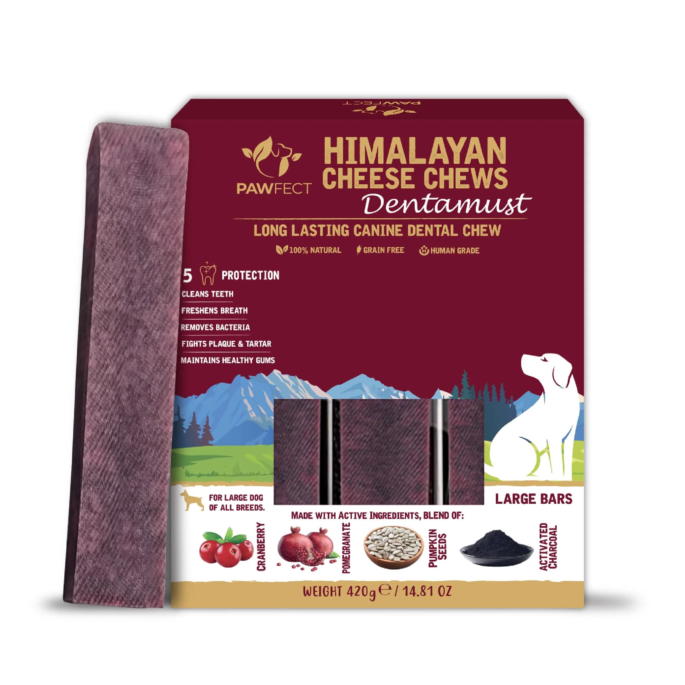 Pawfect Himalayan Cheese Dental Chew with Superfoods for Dogs | Long Lasting, Grain-Free, High Protein (420g/14.81oz)