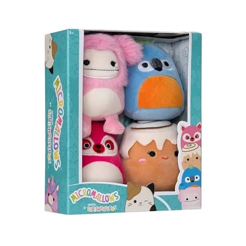 Squishmallows Micromallows 4-Pack – Brina Bigfoot, Chanel Cinnamon Roll, Lucia Lemur, Tenise Parrot | Tiny Plush Collectibles thumbnail 3