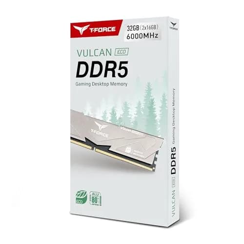 TEAMGROUP T-Force Vulcan ECO DDR5 32GB (2x16GB) 6000MHz CL38 Desktop Memory Module Ram | 7.5mm x 32.7mm x 140mm thumbnail 5