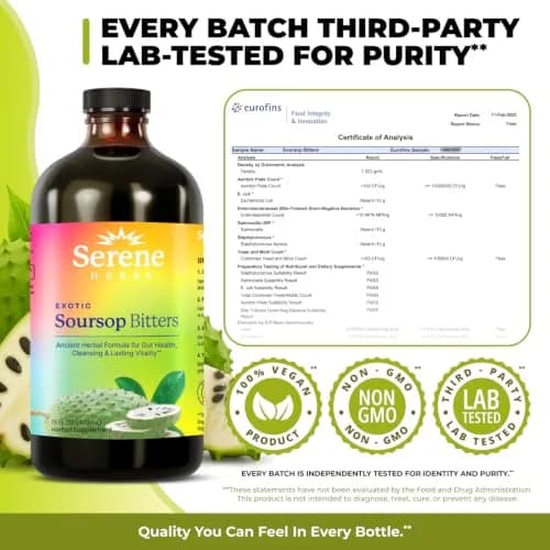 Serene Herbs Soursop Bitters Liquid 473ml (16 Fl Oz) | Gut Cleanse & Detox thumbnail 5