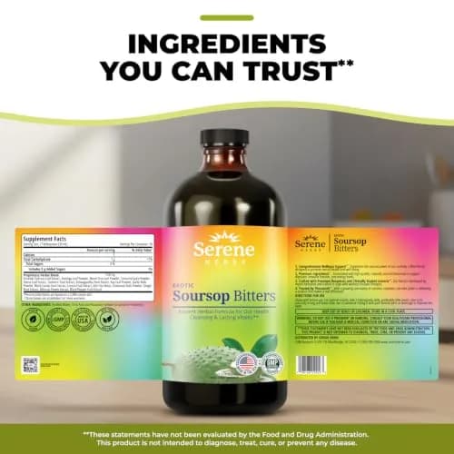 Serene Herbs Soursop Bitters Liquid 473ml (16 Fl Oz) | Gut Cleanse & Detox thumbnail 8