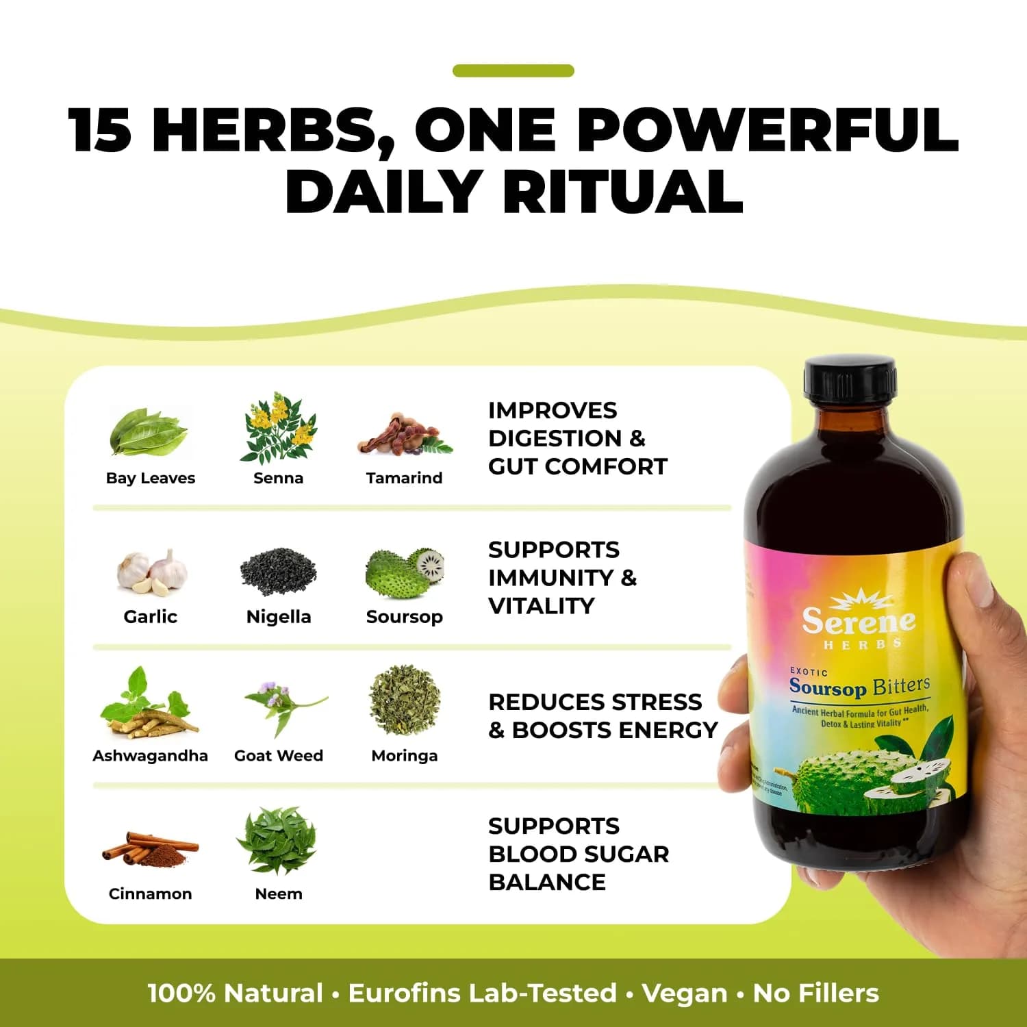 Serene Herbs Soursop Bitters Liquid - 16 Fl Oz (1 Bottle) | Gut Cleanse & Detox Supplement - view 2