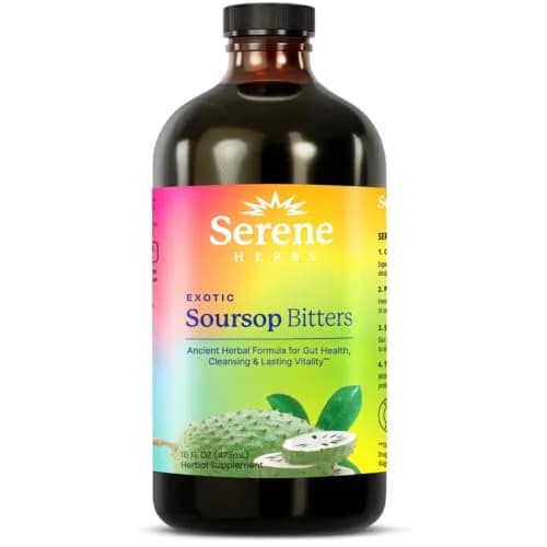 Serene Herbs Soursop Bitters Liquid Mango Flavor 473ml (16 Fl Oz) | Gut Cleanse & Detox Supplement — Soursop / 16 Fl Oz