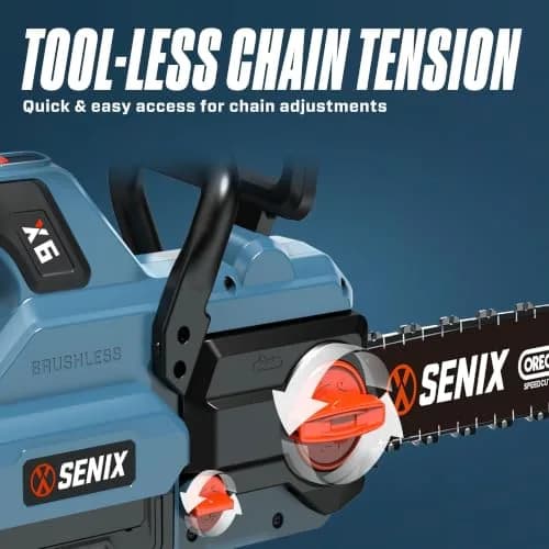 SENIX Cordless Chainsaw 60V 18" Battery Garden Tool | Ultra-High Chain Speed, Brushless Motor, ECO Mode thumbnail 4