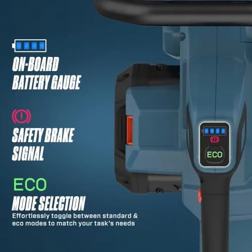 SENIX Cordless Chainsaw 60V 18" Battery Garden Tool | Ultra-High Chain Speed, Brushless Motor, ECO Mode thumbnail 7