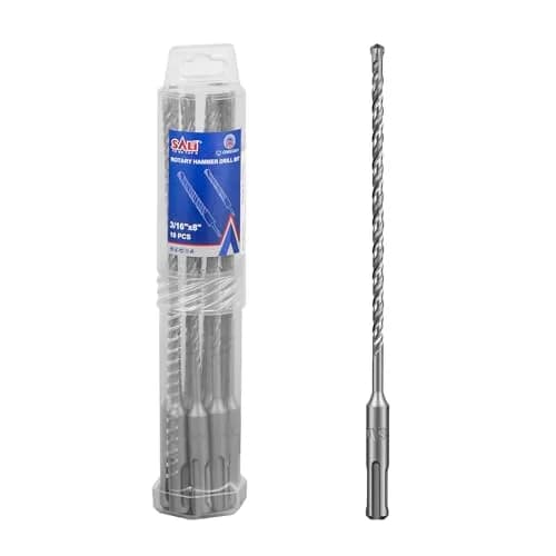 SALI SDS Plus Rotary Hammer Drill Bit Set 10 Pcs 3/16"*8" | 4-Cutter Carbide for Concrete & Brick thumbnail 3
