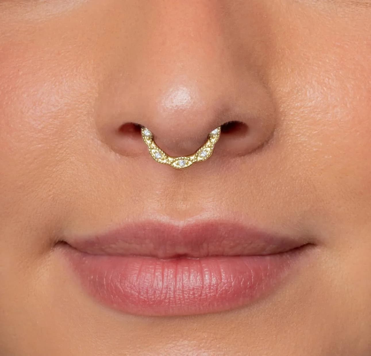 NONTAI 16G Flower Daith Hoop Earring Septum Clicker 8mm (0.31 inch) | Hinged Seamless Clicker Ring - view 2