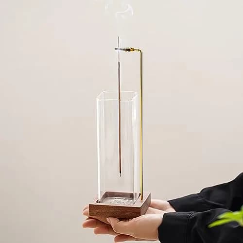 CEREMONY 2 Pack Wood Incense Holder with Glass Ash Catcher & Brass Rod | 17.2 cm (6.8 in) Tall thumbnail 7
