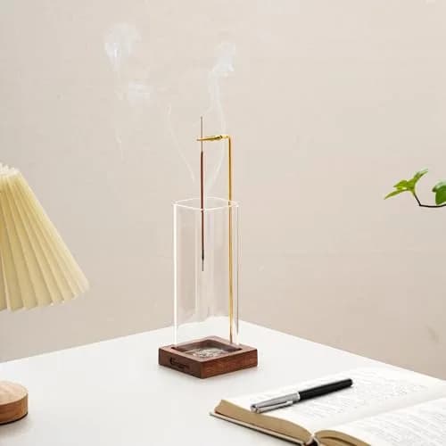 CEREMONY 2 Pack Wood Incense Holder with Glass Ash Catcher & Brass Rod | 17.2 cm (6.8 in) Tall thumbnail 8