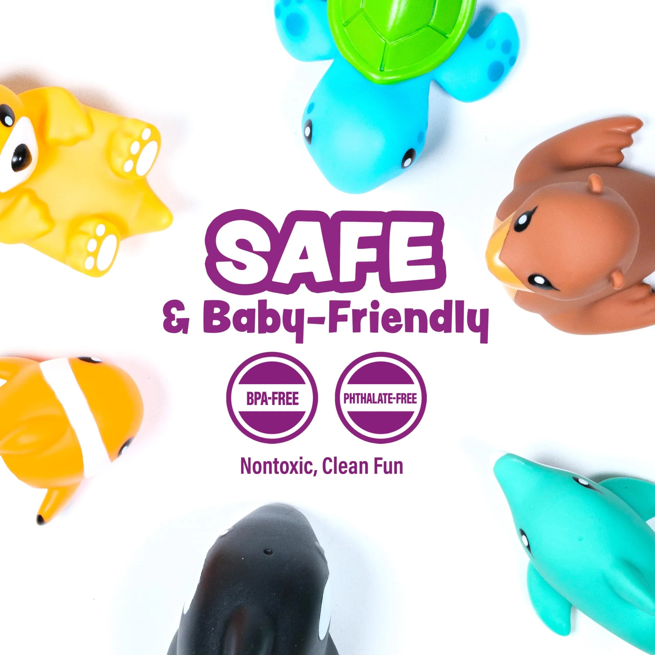 Tub Works Marine Mold Free Bath Toys 6 Pack | Sealed, No Hole Design Keeps Moisture Out | Soft, Squeezable & Float on Water | Easy-Grip Baby & Toddler Bath Toy Set - view 7