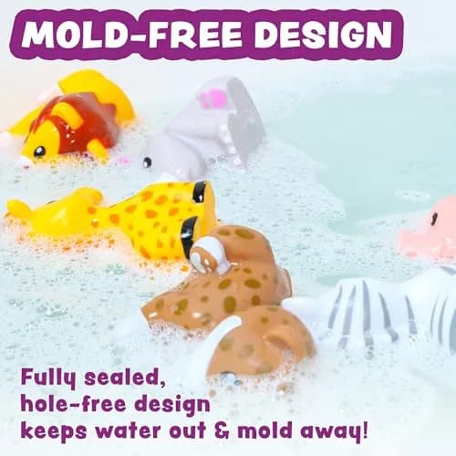 Tub Works Savanna Mold Free Bath Toys 6 Pack | Sealed, No Hole Design Keeps Moisture Out thumbnail 4