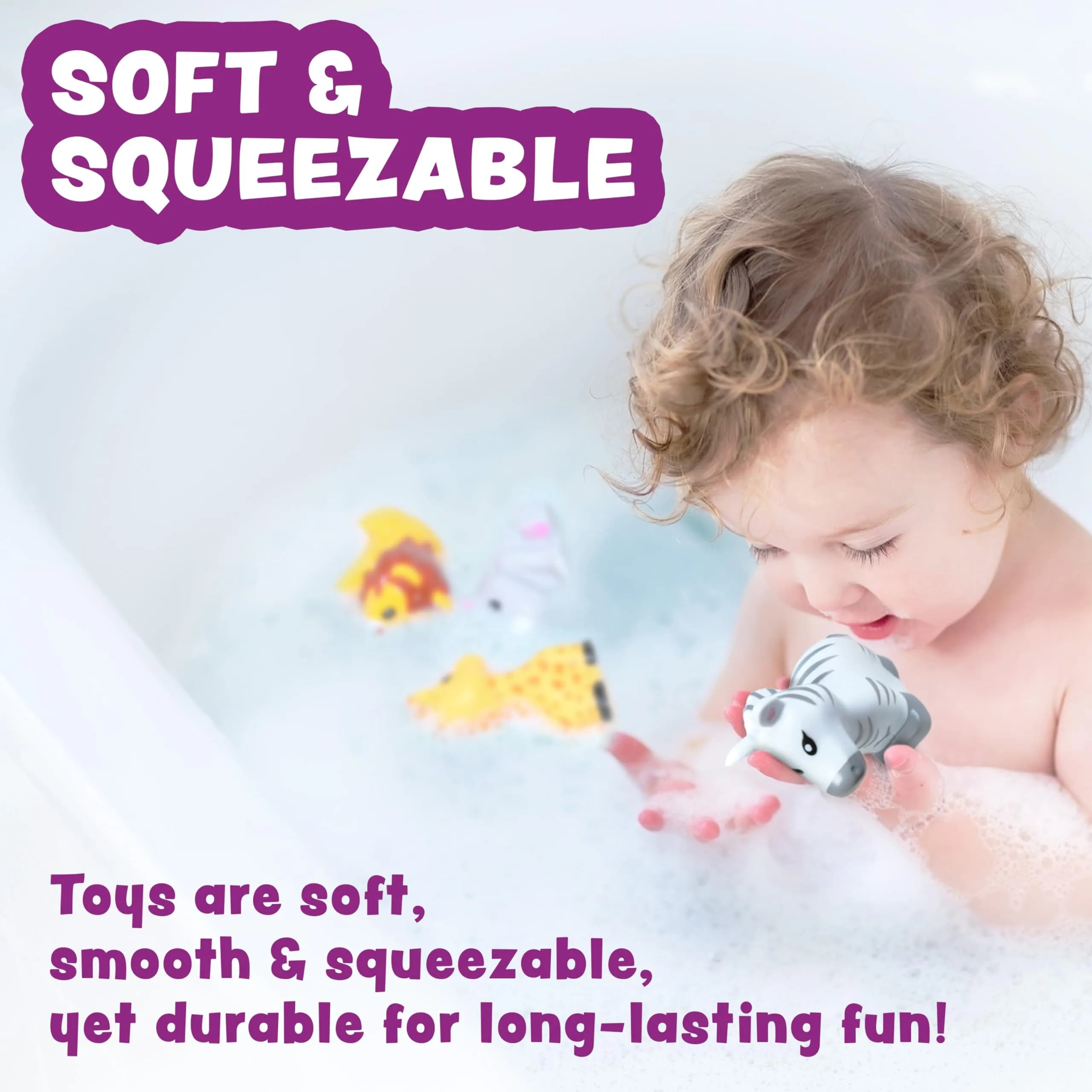 Tub Works Savanna Mold Free Bath Toys 6 Pack | Sealed, No Hole Design Keeps Moisture Out - view 5