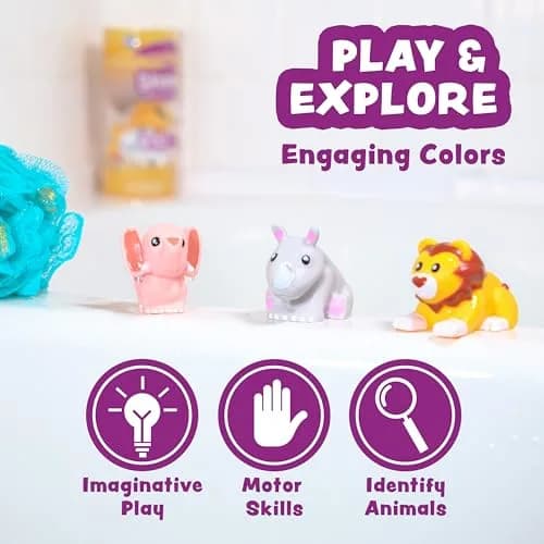 Tub Works Savanna Mold Free Bath Toys 6 Pack | Sealed, No Hole Design Keeps Moisture Out thumbnail 7