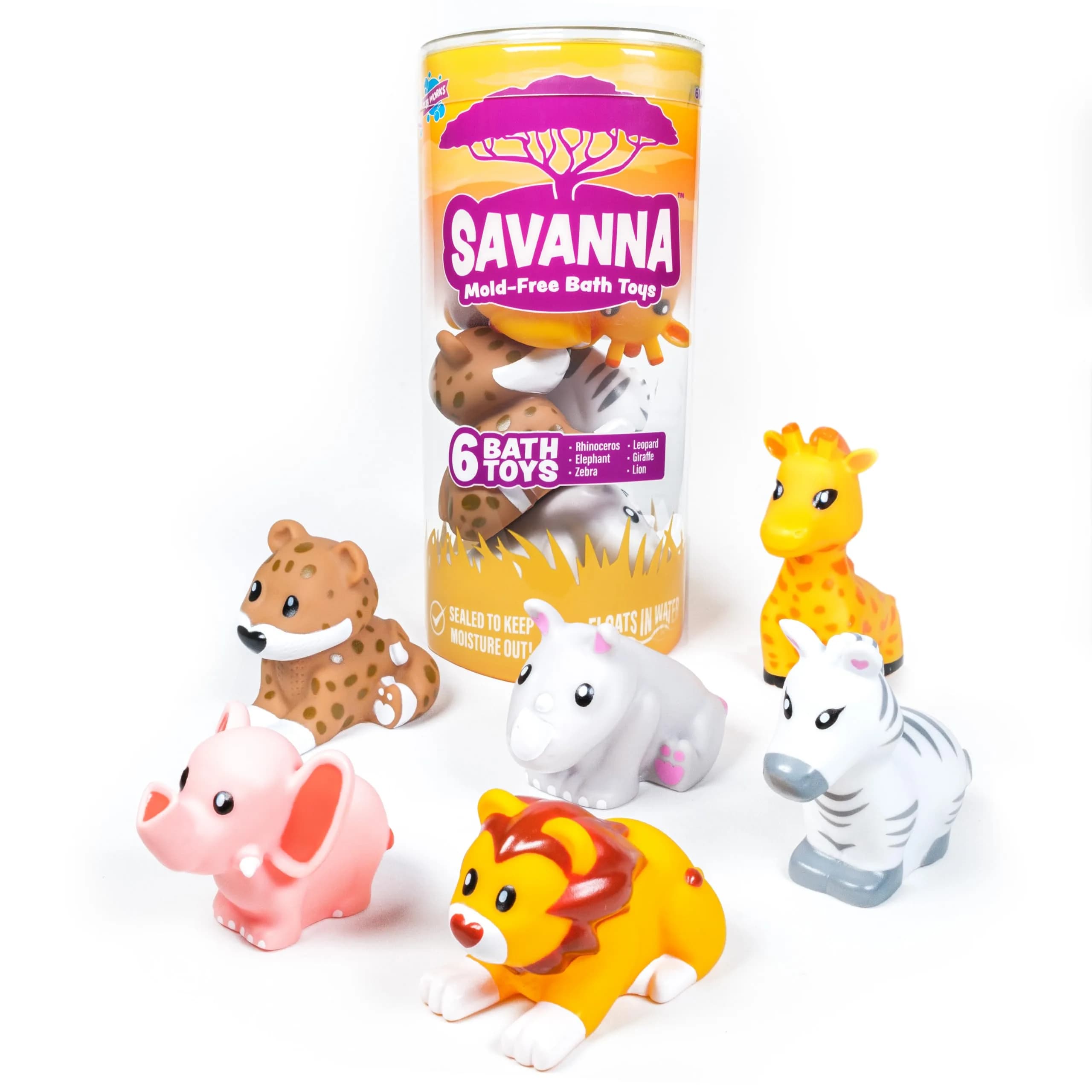Tub Works Savanna Mold Free Bath Toys 6 Pack | Sealed, No Hole Design Keeps Moisture Out - view 9