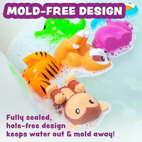 Tub Works® Rainforest™ Mold Free Bath Toys 6 Pack | Sealed, No Hole Design Keeps Moisture Out thumbnail 4