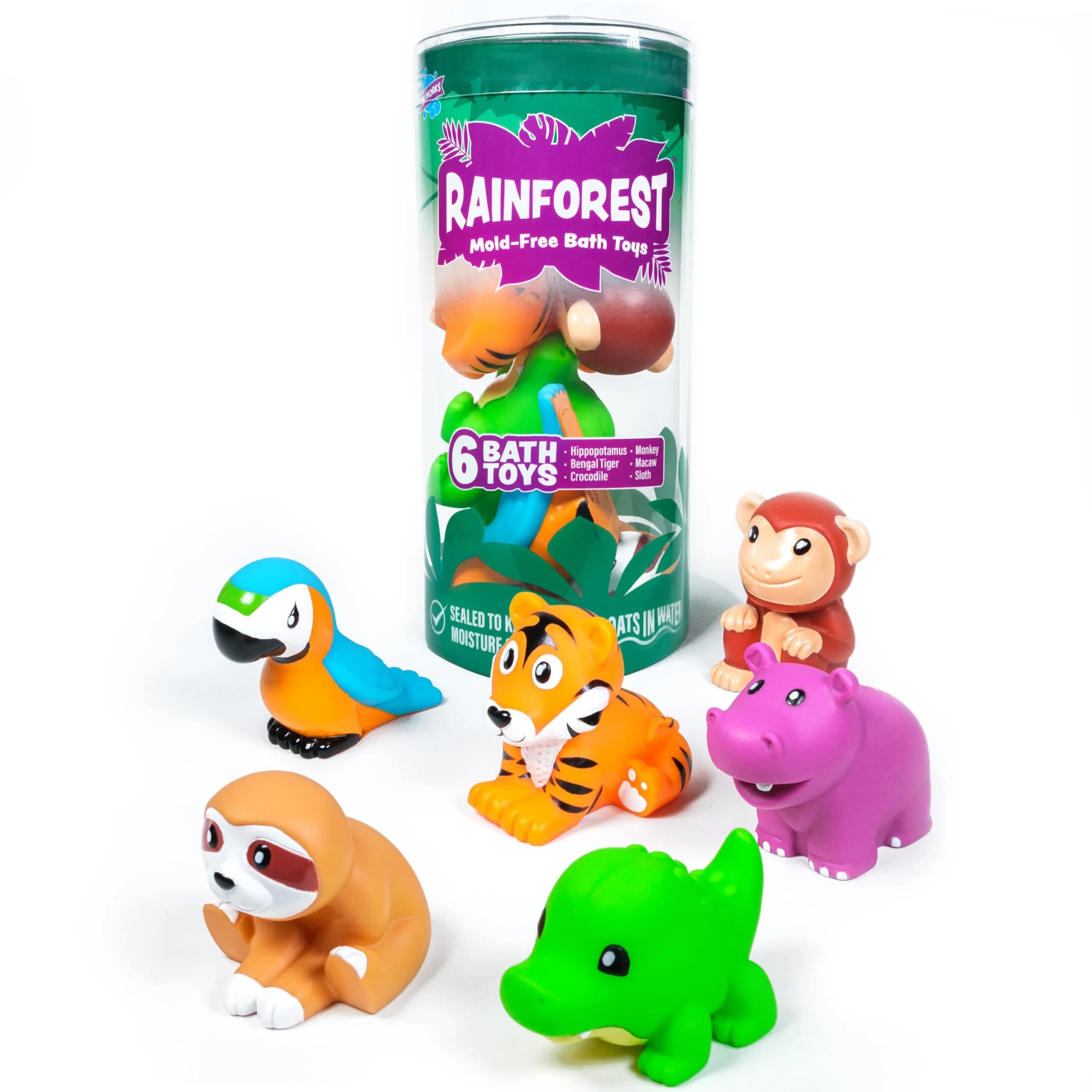 Tub Works® Rainforest™ Mold Free Bath Toys 6 Pack | Sealed, No Hole Design Keeps Moisture Out - view 9