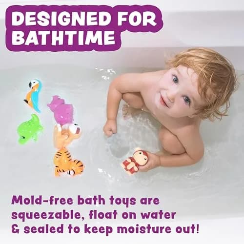Tub Works® Rainforest™ Mold Free Bath Toys 6 Pack | Sealed, No Hole Design Keeps Moisture Out thumbnail 2