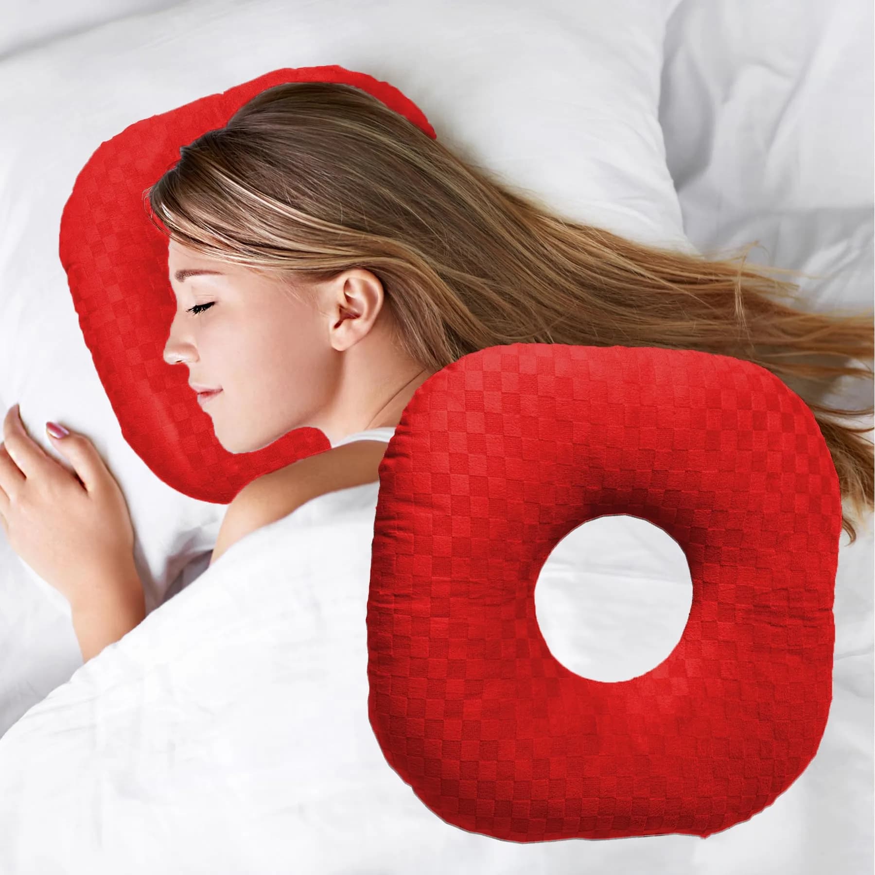 Wuronsa True Red Ear Piercing Pillow with Hole for Cartilage Piercings & CNH Support - main product image