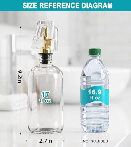 TOLDATLI Mouthwash Dispenser for Bathroom 17 fl oz | Elegant Glass Refillable Decanter with Cup thumbnail 2