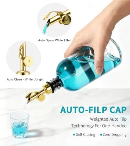 TOLDATLI Mouthwash Dispenser for Bathroom 17 fl oz | Elegant Glass Refillable Decanter with Cup thumbnail 3